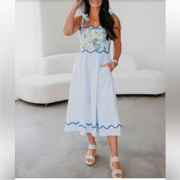 Impressions Dresses & Skirts - Impressions French Countryside Stripe Midi Dress